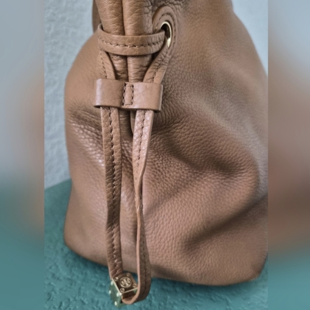​Tory Burch Royal Tan Pebbled Leather Marion East-West Tote Bag - Picture 8 of 14